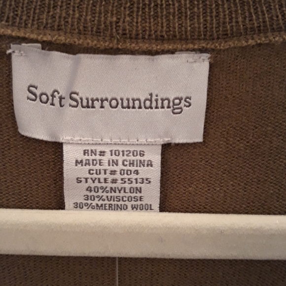 NEW Soft Surroundings Cropped Olive Bolero Sweater - Picture 4 of 7